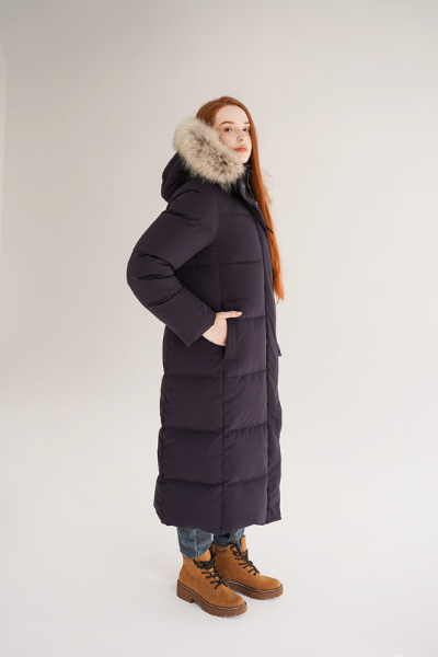 Пальто пуховое Рукка SkyStretch Goose (Женский; 46; Темно-Синий без*Меха)